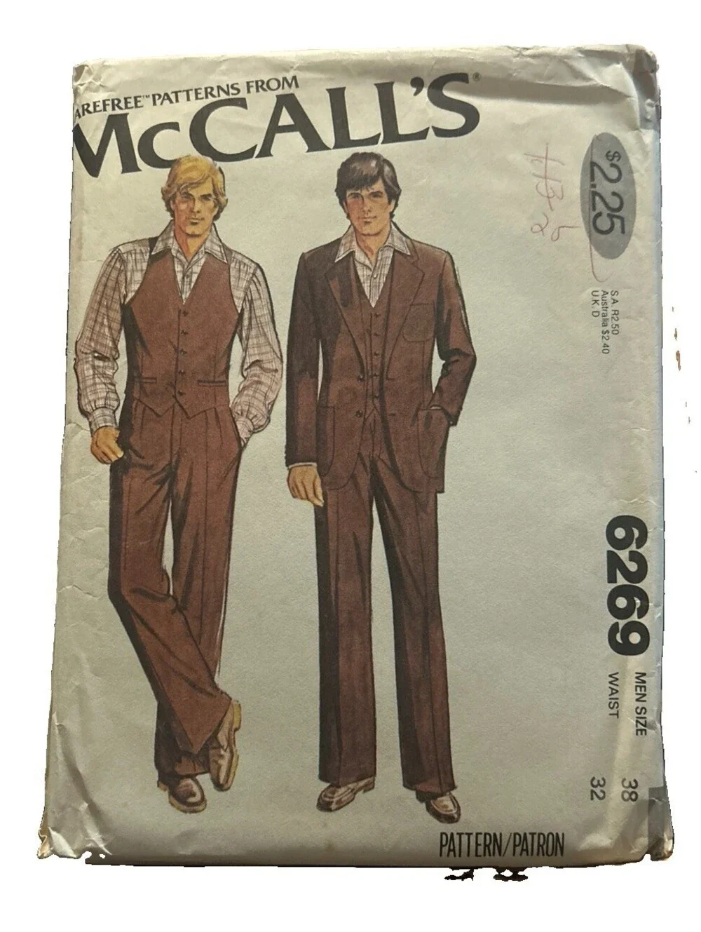 Vintage McCall’s Pattern Men’s 6269 Uncut Size 38 New